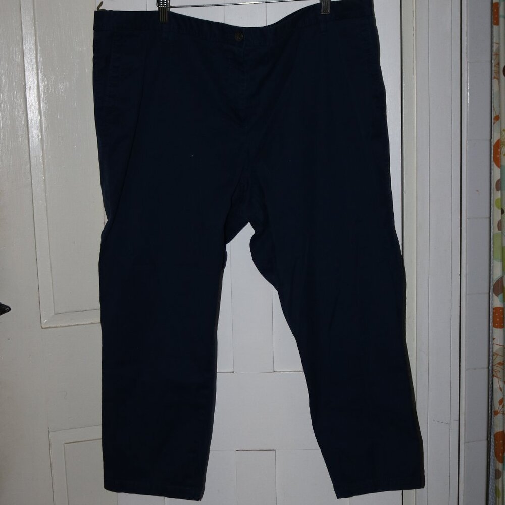 Talbots Plus Size Navy Blue Girlfriend Chino Stretch Classic Cropped Pants 20W